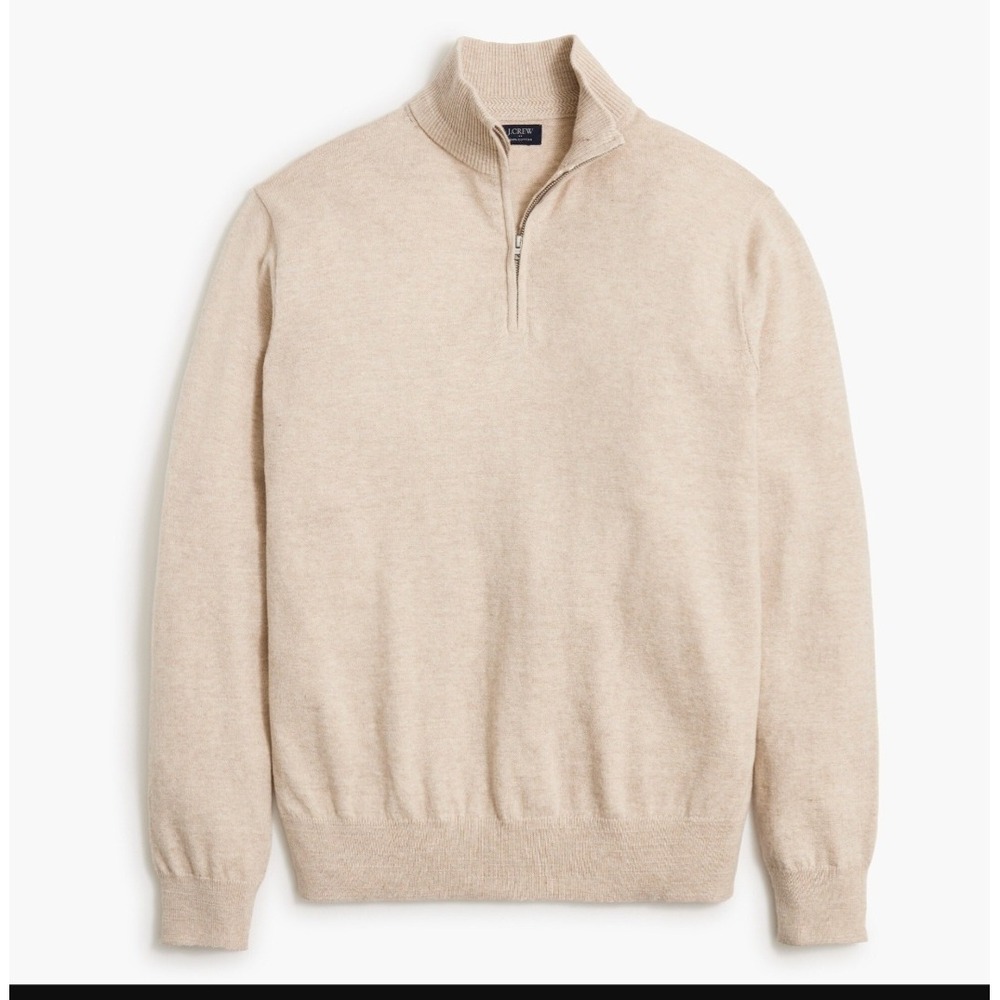 J.Crew Factory Men's M Raglan Half-Zip Cotton Sweater Heather Oatmeal BU213